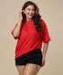 Red Oversized Basic Crew Neck Tshirt